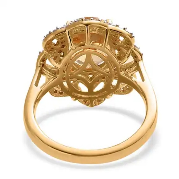 Rare Brazilian Heliodor Ring in Vermeil Yellow Gold Over Sterling - Picture 6 of 7